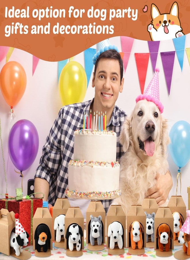 مجموعة سيمجوينج المكونة من 12 دمية كلب صغيرة محشوة، تتضمن 12 كلبًا محشوًا، و12 صندوقًا من ورق الكرافت، و12 قبعة عيد ميلاد، وهي مثالية كهدايا لحفلات أعياد الميلاد ذات الطابع الحيواني (بني). - Image 5